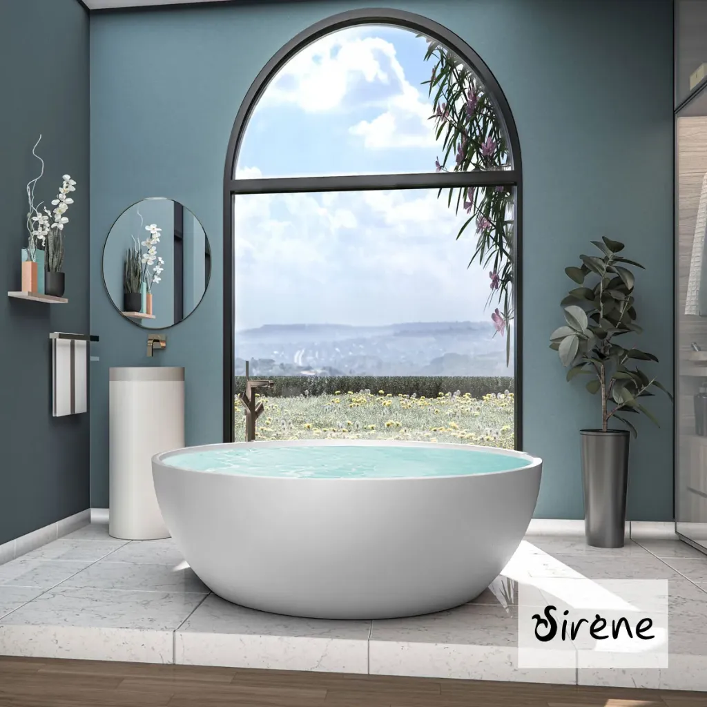 [402-CUSR153-301] Μπανιέρα Cast Marble Ελεύθερης Τοποθέτησης CUSCO Freestanding Φ153, Sirene White Matt