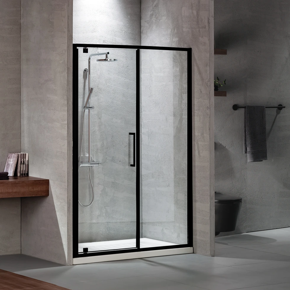 Pivot Shower Door PIVOT INFILL 110, Height 195cm, Adjustable Dimension From 107 To 111cm, Primus Plus Clean Glass Black Matt