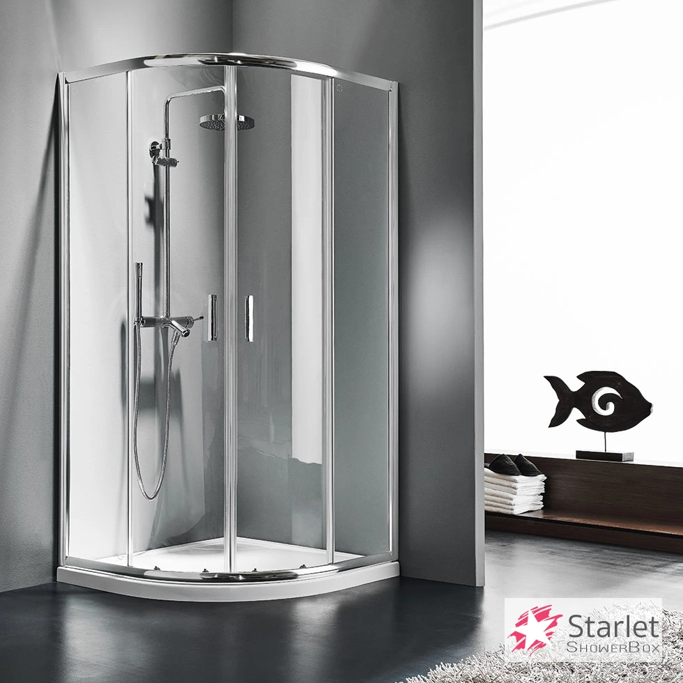 [455-QS90T-100] Semicircular Shower Enclosure QUADRANT 90 (87-89cm), Starlet Clear Chrome