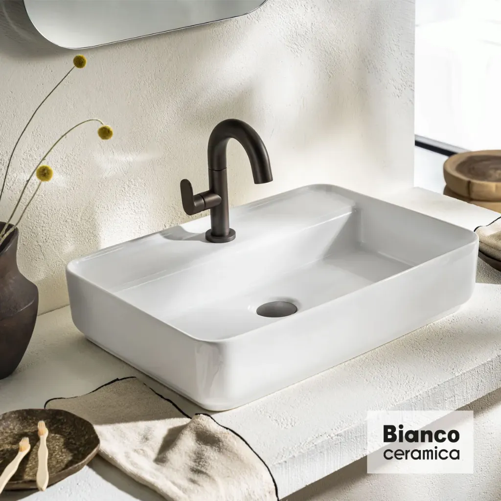 [508-39055-300] Νιπτήρας Πορσελάνης 55x40 (1 οπή) Bianco Ceramica White