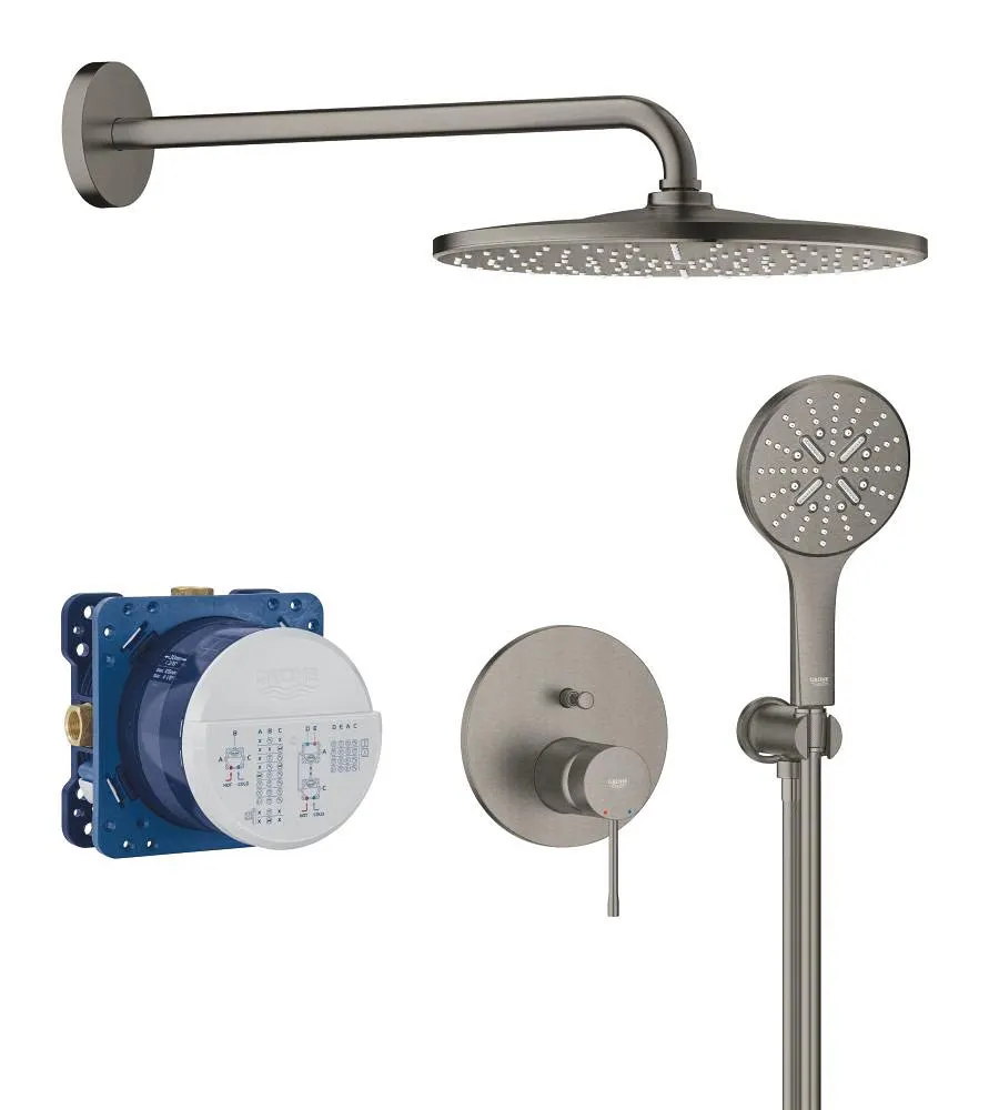 Essenze Εντοιχ. Σετ Ντους Πλήρες Brushed Hard Graphite με Ταψί Rainshower 310