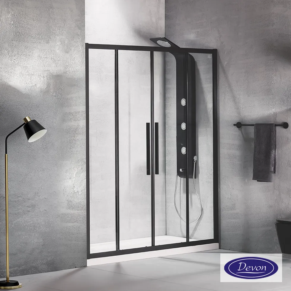 SLIDER 160  (157-161εκ) DEVON FLOW CLEAN-GLASS BLACK MATT